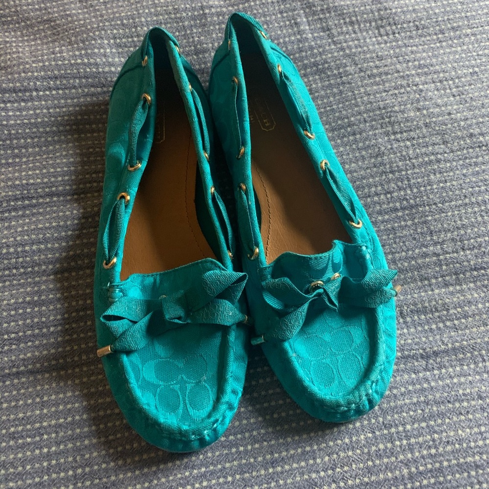 Coach turquoise loafers flats size 10